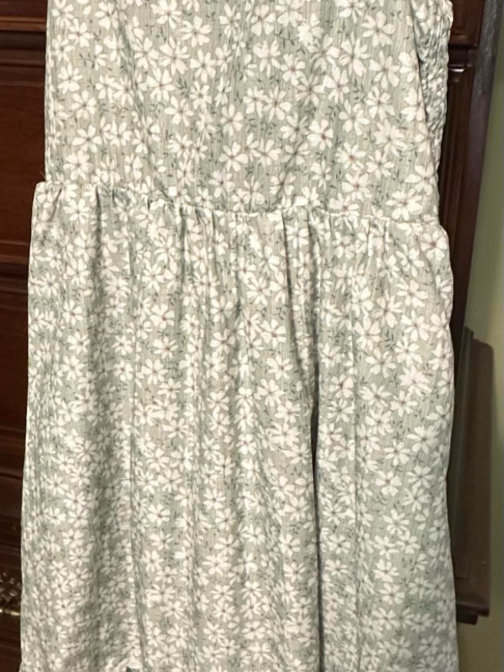 Girls Floral Tiered Sundress in Light Gray and White